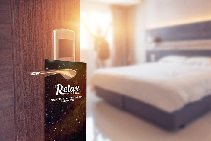 Relax door hanger on hotel door